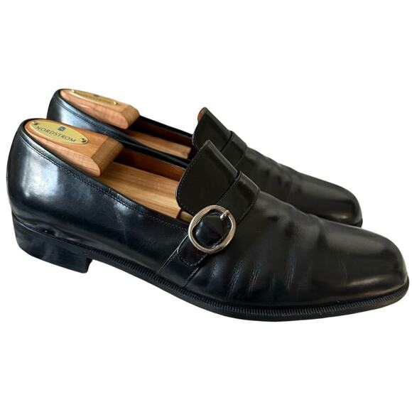 Salvatore Ferragamo Black Leather Loafers Shoes Men’s 10 D - Picture 1 of 11